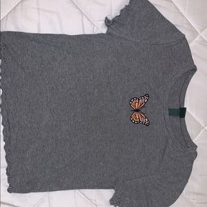 Cute butterfly gray top